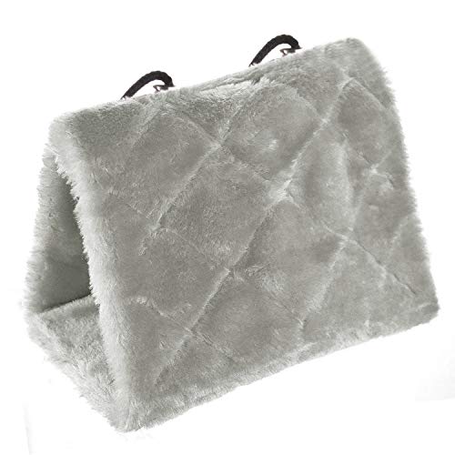 MOACC Winter Warm Bird Nest House Shed Hut Hanging Hammock Finch Cage Plush Fluffy Birds Hut Hideaway for Hamster Parrot Macaw Budgies Eclectus Parakeet Cockatiels Cockatoo Lovebird (S, Grey) - color: Grey, size: S