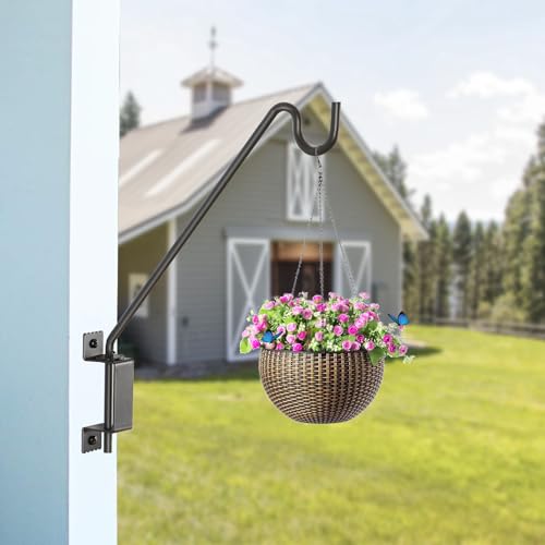 AILIN YELOKIE Heavy Duty 16" Deck Hook - 360° Swivel Plant Hanger with 12 Positions, Rust-Proof Steel Bracket for Bird Feeders/Pole & Hanging Plants - size: 16in-1