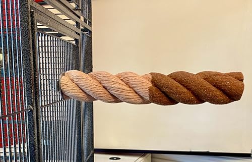 Polly's Sand-E-Rope Safety Bird Perch Toy-Trims Nails & Beak-Promotes Healthy Feet-Safe Non-Toxic-Bird Supplies for Bird Cages (Brown, Large) - color: Brown, size: Large
