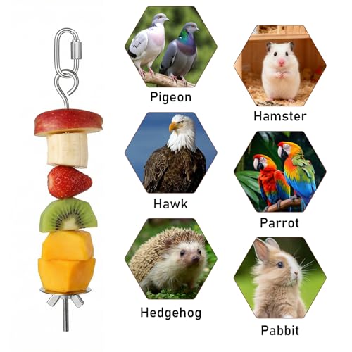 Stainless Steel Bird Cage Food Holder Parrot Fruit Stick Parrot Fruit Vegetable Skewers, Millet Holder for Bird Cage for Parrots Budgie Cockatiel