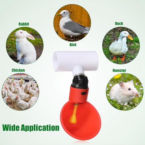 Outus 100 Pack Chicken Waterer PVC Tee Fittings, Fully Automatic Poultry Waterer PVC Fittings for Threaded Chicken Water Nipples, Cups, Drinker, Feeder, Duck, Quail, Turkey Coop Accessories, White