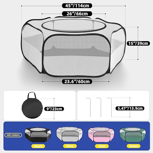 Small Animal Playpen with Mesh Cover & Waterproof Bottom Cat Tent Chicken Brooder Rabbit Guinea Pig Cage Playpen for Small Animals Indoor Outdoor Use - color: Silver Gray
