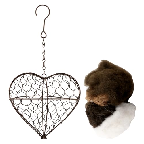 Alpaca Fiber Bird Nesting Heart, Refillable Bird Nesting Material Holder, Hummingbird Houses Nest Boxes for Outdoor Wild Birds Nestings