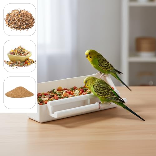2 PCS Plastic Bird Feeder for Cage Hanging, Bird Cage Feeder, Birds Water Dispenser Bird-Feeder with Two Styles for Small Parakeet Cockatiel Canary Parrot