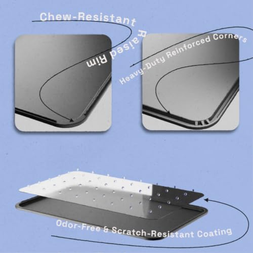 Dog Crate Tray Replacement - Heavy Duty Reinforced Pan | Thick composite plastic, waterproof & easy-clean. Fits metal cages, litter boxes & puzzle boards. - size: 28.93"L × 18.2"W × 1"H