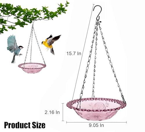Hanging Bird Bath Bowl, 2 Pack Bird Bath for Outside, Hummingbird Bath and Feeder Set, Hanging Bird Bath Hanging Bird-Feeder for Garden Backyard Decor(Purple)