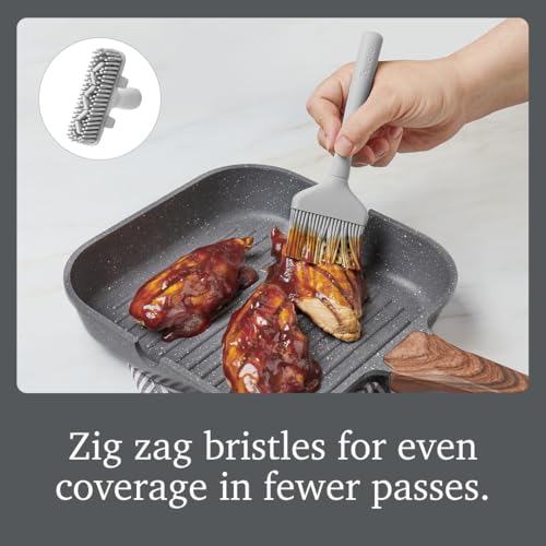Tovolo Silicone Basting Brush for Cooking and Pastry, Flex Core Oyster Gray Silicone Pastry Brush Oil Egg Wash Spreader, BBQ Sauce Marinade Meat Cooking Brush Heat Safe 600F Grilling Utensil