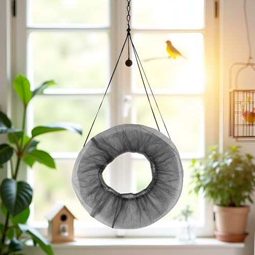 Black Bird Cage Seed Catcher Guard Parrots Mesh Net Cover Stretchy Soft Airy Fitting Skirt for Indoor Outdoor Feeders Bird Seed Catcher Net Large for Indoor Feeders Birdcage Cover Mesh Skirt