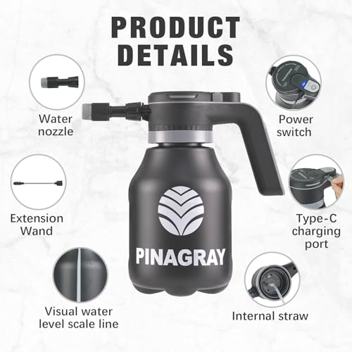 2L/0.5Gallon Electric Water Sprayer - Rechargeable Battery Powered Mister for Plants, Weeds, Cleaning & pet Cooling, Handheld Sprayer with Nozzle and Extension Wand