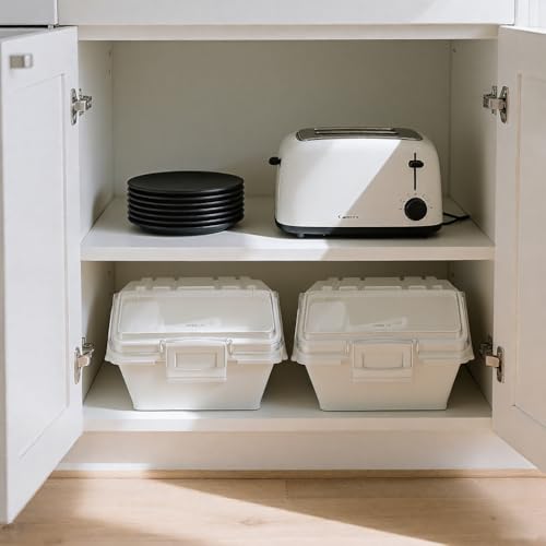 22LB Flour Storage Container With Scoop for Dry Food, Sugar, Baking Supplies,Rice.BPA Free Ingredient Storage Bin，Pet Food Storage Container Dog Cat Birds Food Bin (22 LB) - size: 22 LB