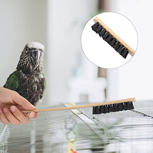 3pcs Bird Cage Cleaner Brush, Wooden Birdcage Brush, Long Handle Bird Cage Brushs Suitable for Routine Maintenance of Various Sized Cage Bodies