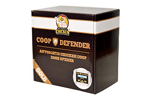 Coop Defender Gold Chicken Coop Door Automatic Opener | Timer and Light Sensor | Lifts Vertical Pop Doors Up to 2 lbs | Waterproof Indoor/Outdoor Auto Door Controller