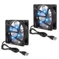 2PCS 80mm 8cm LED Blue Computer Case Cooling Fan 80x80x25mm USB 8025 5V USB Cooling Fan PC Computer CPU Cooling Fan - color: 2PCS 5V USB LED