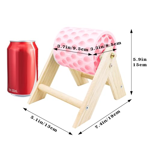 Chicken Coop Accessories, Beak Grinding Calcium Stone with Wooden Stand, Chicken Enrichment Toys, Toys for Hens, Ducks, Geese, Turkeys, Poultry, Pink - color: Pink