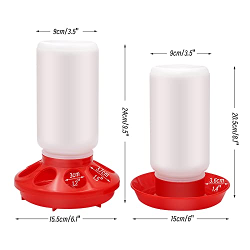 Chicken Feeder and Waterer Set Hanging Chicken Waterer Feeder for Poultry Duck Quail Chick Baby Automatic Chicken Feeders no Waste Bird Water Dispenser Chicken Coop Accessories Supplies (Red) - color: Red