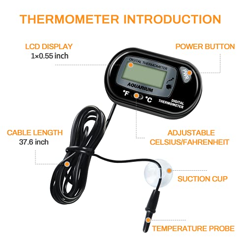 Simple Deluxe 100W Ceramic Heat Lamp Reptile Heat Emitter Heater Lamp Bulb No Light with Free Digital-Thermometer, for Pet Brooder Coop Chicken, Dragon Turtle Lizard Snake Aquarium Tank - size: 1-Pack+Thermometer, style: Black