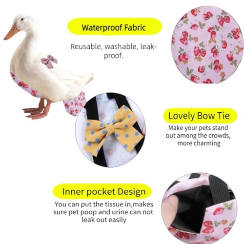 MANON ROSA Chicken Diapers Bantam Hens - Reusable 6-Piece Set with Bow Ties Poultry Nappies Washable Waterproof for Geese Pet Ducks Silkie (6D L) - size: Large