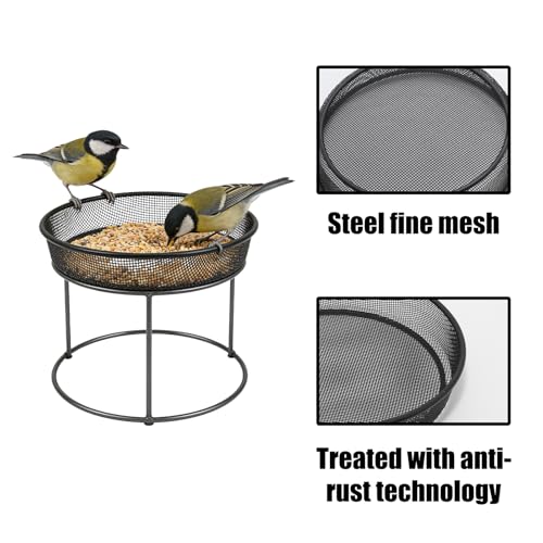 2 Pcs Ground Bird Feeder, Metal Mesh Round Birds Seed Feeder Tray ﻿ | Mesh Tray Outdoor Accessory