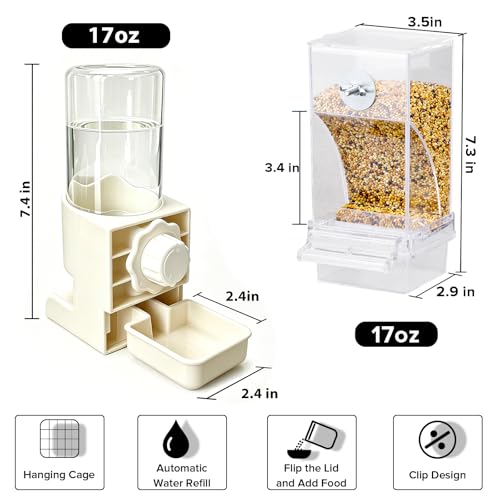 Lemtrflo No Mess Bird Cage Feeder, Automatic Bird Water Dispenser | Parakeet Cage Accessories - color: white
