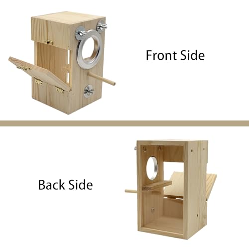 Parakeet Nesting Box Transparent Bird Nest Breeding Box with Perch | 4.72 X 4.72 X7.87 INCH inch Parrot Mating Box Wood Bird House Aviary for cage - size: 4.72 X7.87 X 4.72 INCH