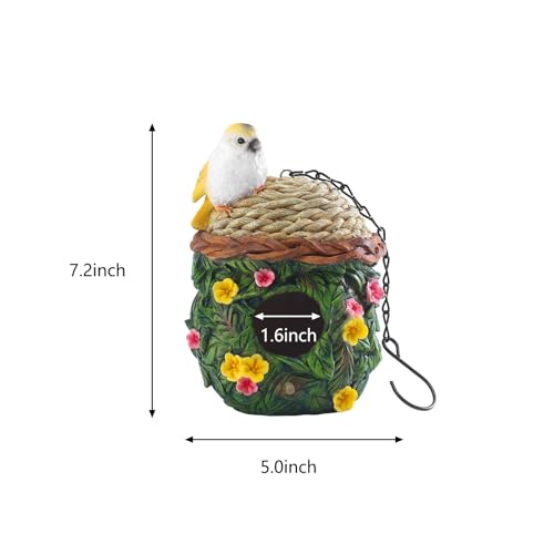 Bird Houses for Outside, with Hanging Chain, Nest-Shaped Resin Waterproof | Practical Birdhouses for Outdoors, Decorative Bird Cage, Garden Decor for Hummingbird, Bluebird, Cardinal and Other Bird - style: Nest