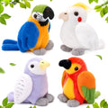 Soulchen 4 Pcs Parrot Birds Stuffed Animals Toy Gift Set 4.7 Inch | Macaw, Budgie, Cockatiel, Sun Conure Small Plush Parrot Stuffed Animal Doll Toys for Kids Boy Girl Birthday Party Bird Lovers
