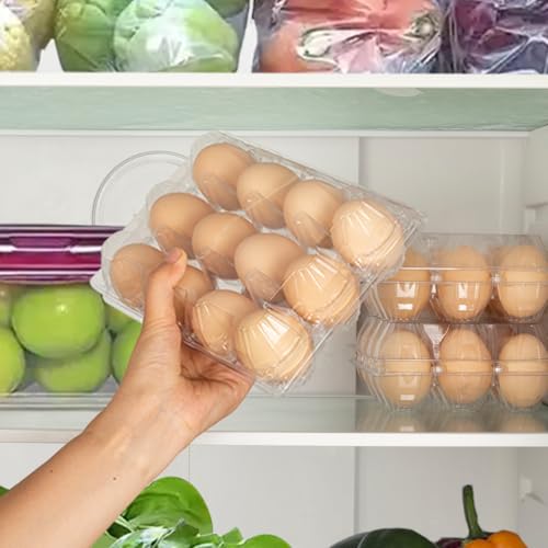 100 Pack Clear Plastic Egg Cartons, Reusable Stackable Egg Containers for Farm, Market & Fridge Storage, 3×4 Grid