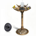 Athena Collection 31.5" Solar Powered Pedestal Bird Bath Fountain, Bronze | Detachable Solar Fountain Broad, 6 Spray Patterns, 5L Water Large Capacity，3 Ground Nails Included for Garden Yard Lawn - color: Bronze
