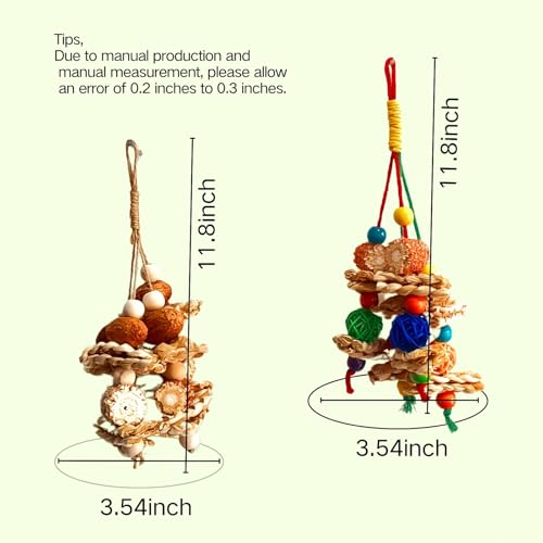 2pcs Bird Toys for Parakeets,Parrot Cage Chewing Hanging Toy | Bird Foraging Toys,Parrot Toy For Conure Cockatiel Budgies Lovebird