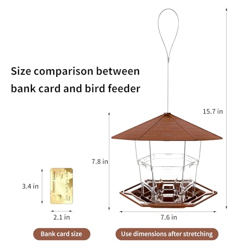 Jealoeur Bird Feeders for Outdoors Hanging Bird Feeder Wild Birds Seed, Brown 2 Pack - color: Brown 2 pack