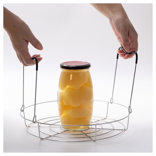 12in Stainless Steel Canning Rack, Heat Resistant Silicone Handles | Silver Stainless Steel Canning Rack for Regular Mouth and Wide Mouth jar, Holds 6 Quart or 7 Pint Jars in Pressure Canner Pot - color: Canning Rack
