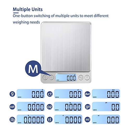 Upgraded Large Range Small Kitchen Scale, USB Charging Mini Food Electronic Scale, High Accuracy Cooking Scale, Pocket Scale with LCD Display, 1kg/0.01