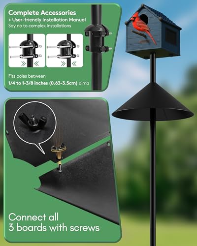 19 Inch Metal Squirrel Baffle for Bird Feeder Pole | Outdoor Squirrel Proof Bird Feeders, Bird House Guard for Shepherd’s Hook, Rust Chew Proof Heavy Duty - style: Pole Mount