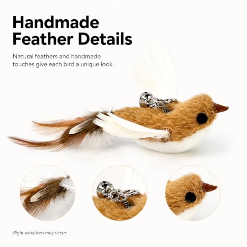 11 PCS Multi-Functional Cat Toy Replacement Heads – Realistic Handmade Bird Teasers with Bells & Detachable Clip, for Interactive Play, Indoor Enrichment & Home Decoration - style: 11 PCS-B