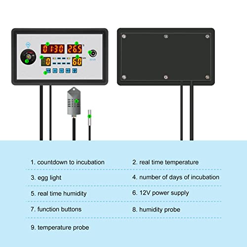 TOPINCN Egg Incubator Automatic Intelligent Incubator Thermostat Egg Incubator Controller for Hatching Chickens Ducks Birds Eggs Home 12V