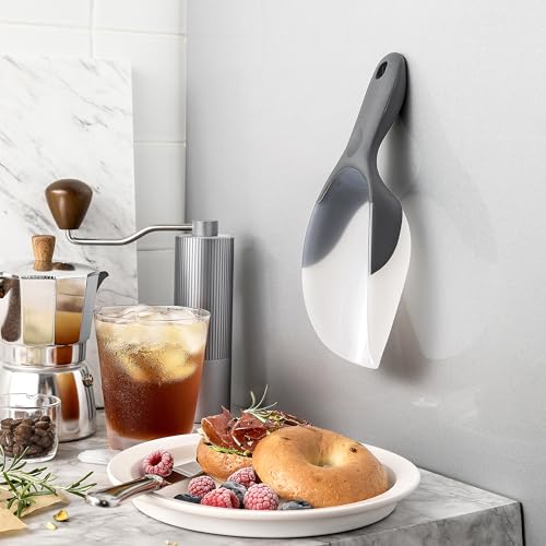 Spring Chef Magnetic Ice Scoop for Freezer, BPA-Free Food Scooper, Gray | Flexi-Plastic Popcorn Scoop with Soft Grip Handle - Dishwasher Safe Ice Scooper - Food Scooper for Flour, Grains, Pet Food - color: Gray