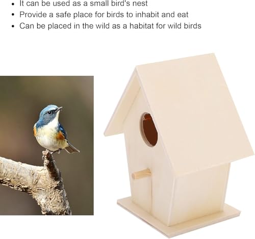 Wooden Bird House, DIY Bird Feeder Houses Unfinished Birdhouse Decorative for Decorations Indoors Gardens(Single layer No. 3)
