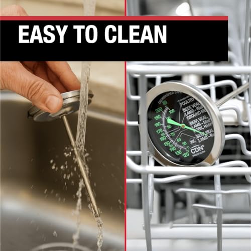 CDN Ovenproof Meat Thermometer – Glow Dial | ProAccurate® | 2" Easy-Read Dial | Waterproof, Recalibratable | For Oven Roasting, Poultry, Beef, BBQ | IRM200-GLOW - size: 2" Dial - Black