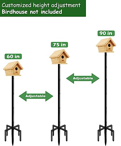 90 Inch Bird House Pole Mount Kit, Adjustable Heavy Duty Bird Feeder Pole for Outdoors, Universal Mounting Post Set with 5-Prong Base, Black, 1 Pack - size: 90 INCH