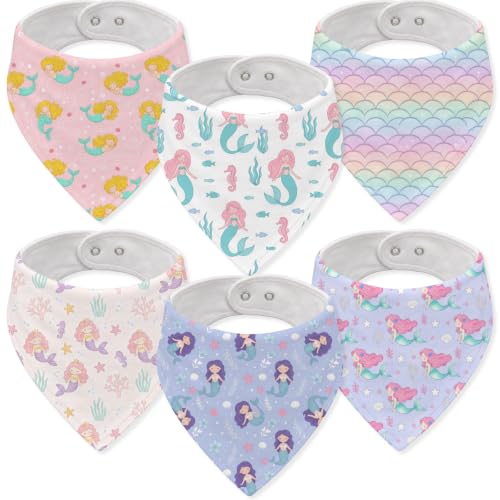 Baby Organic Cotton Teething Cloth Newborn Baby Burp Cloth Bandana Drool Cloth for Drooling Cotton Baby Gifts - color: Mermaid