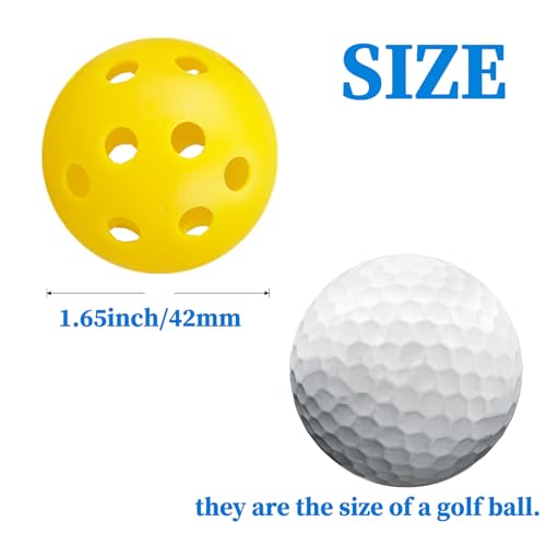 12Pcs Cat Ball Toy, Low Noise No Bells Holey Plastic Cat Balls, Funny Interactive Cats Toys for Indoor Cats, Firm Toy Balls for Kitten Puppy Ferret Bird (1.65", Yellow) - color: Yellow, 12/Pack