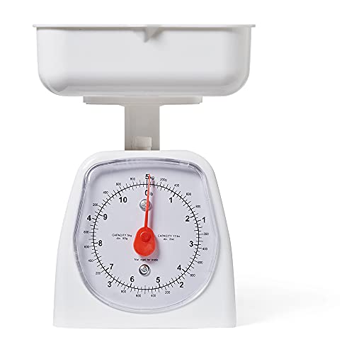 hand2mind Dual-Dial Analog Platform Scale, 5 Kg, Plastic, Kitchen, Weighing, Classroom, Elementary, Teacher Supplies