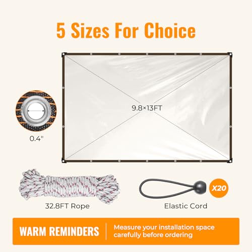 Chicken Coop Winter Cover 9.8x13FT, Waterproof Tarp with Rope | Durable PE Material, Metal Grommets Every 19in, Fits Large Cages and Walk-in Runs, Multiple Sizes - size: 9.8 X 13 FT