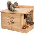 Extra Large Squirrel Houses for Outside 15.7" Outdoor Nest Box with Feeder | Carbonized pine wood, anti-predator design, Mounts on tree or fence. 2-in-1 shelter and feeder for backyard wildlife - size: L