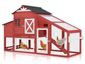 Chicken Coop with Wheels Wooden Outdoor Chicken House Easy Cleaning with Nesting Box, Deeper Leakproof Pull-Out Tray and UV Proof Panel Roof - Reinforced Version - Red
