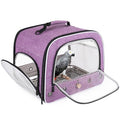 Bird Carrier Bag for Small to Large Bird, Portable Travel Carrier Cage with Standing Perches Metal Tray and Grate (Purple, Large Carrier) - color: Purple