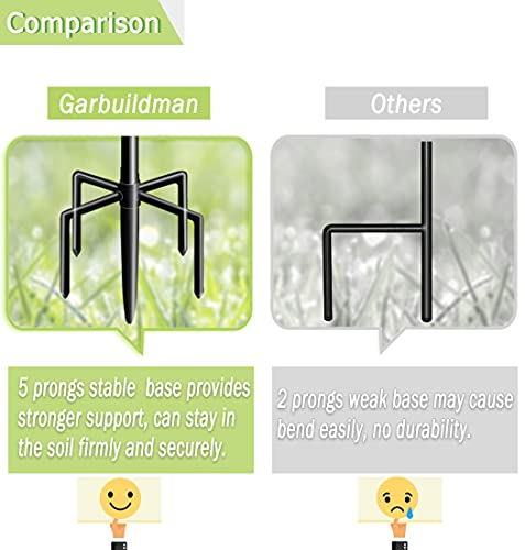 92 Inch Tall Shepherd Hooks with 5-Forked Base, Adjustable Heavy Duty Bird Feeder Pole Stand Hanger for Outdoor, Shiny Black, 1 Pack - size: 92 inch, style: 1pcs