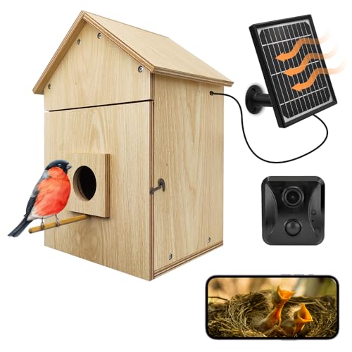 X32D Solar Powered Outdoor Wireless Birdhouse with WiFi Camera | Nesting & Hatching View, Motion Detection, SD Card, Cloud Storage, IR Night Vision, IP65, for Bluebird Swallow Wren Chickadee
