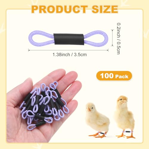 M METERXITY 100-Pack Adjustable Chick Leg Bands, 1.38" x 0.2" Polyester Chicken Leg Brace for Chicks/Ducks/Birds [Light Purple] Poultry Leg Bands - color: Light Purple