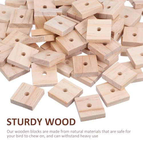 Yardwe Parrot Chewing Blocks 100Pcs Balsa Wood Bird Chew Toy Set with Hanging Holes Bird Toys Making Supplies for Cage Enrichment Beak Trimming DIY Craft for Parakeet Cockatiel Macaw